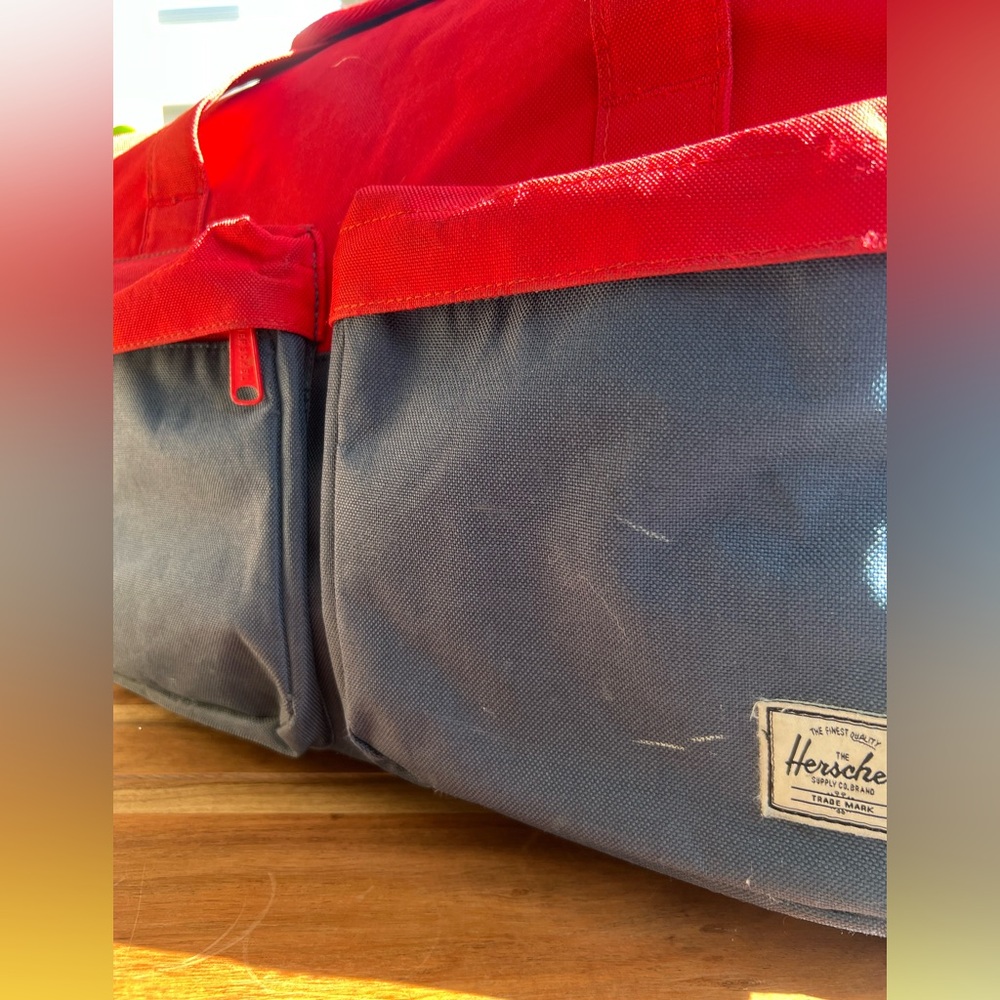 Red Backpack with Striped Interior - Picture 9 of 9